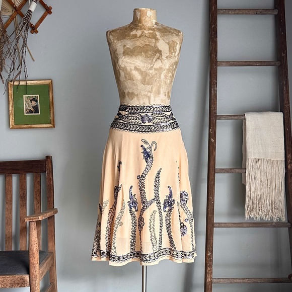 Anthropologie Dresses & Skirts - 90's ANTHROPOLOGIE BASIL & MAUDE BLACK SEQUIN BEADED CHIFFON SKIRT